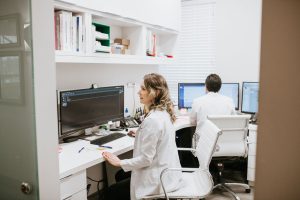 our dental team at work on computers