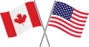 canadian and american flags